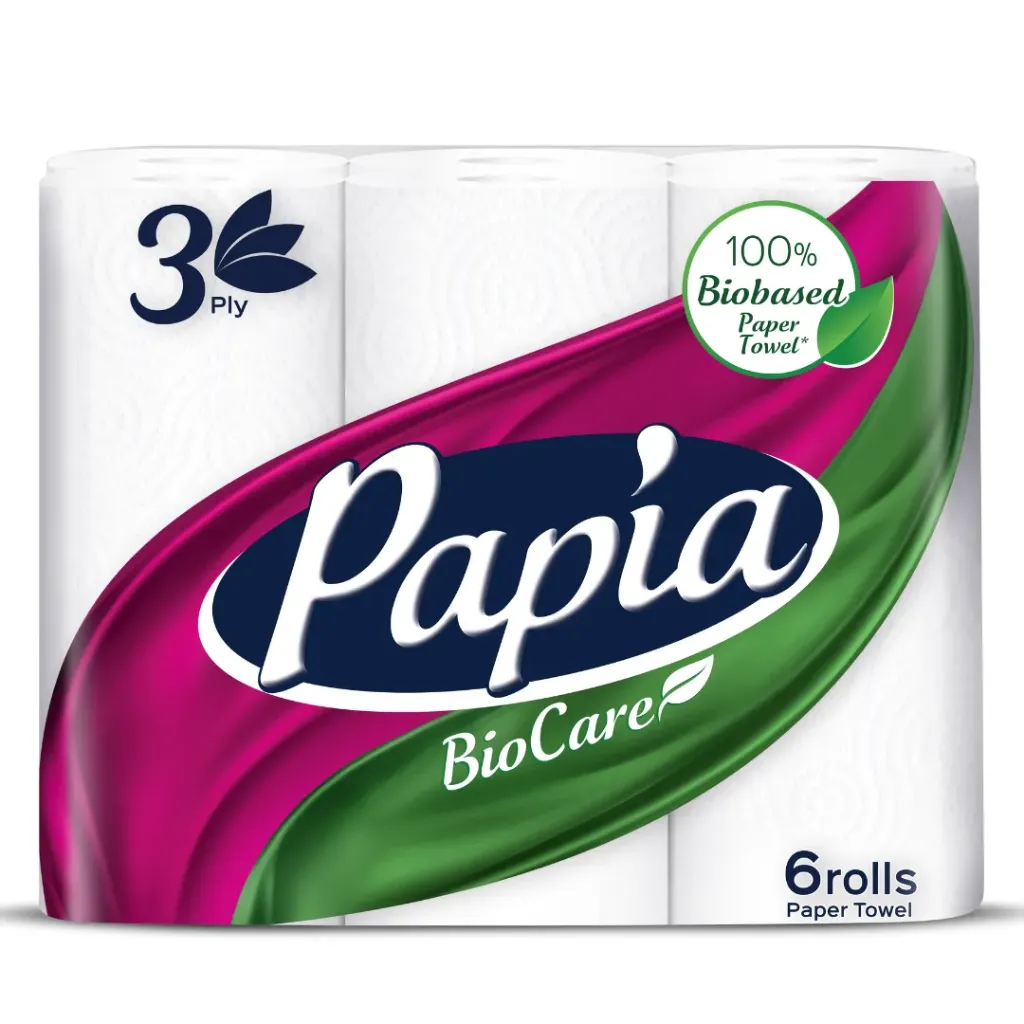 [50001649] Papia BioCare Küchentücher 3 Lagig 6 Rollen 6X4