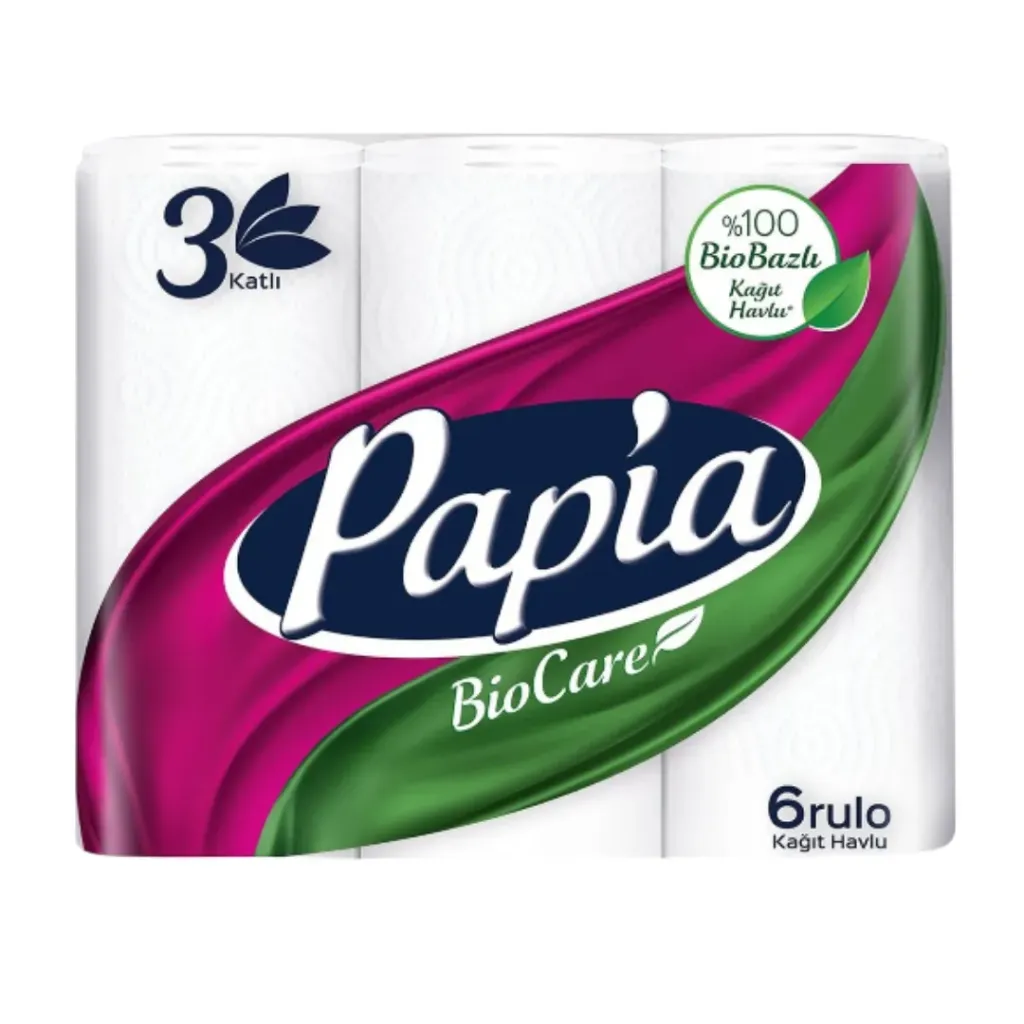 [50001649] Papia BioCare Küchentücher 3 Lagig 6 Rollen